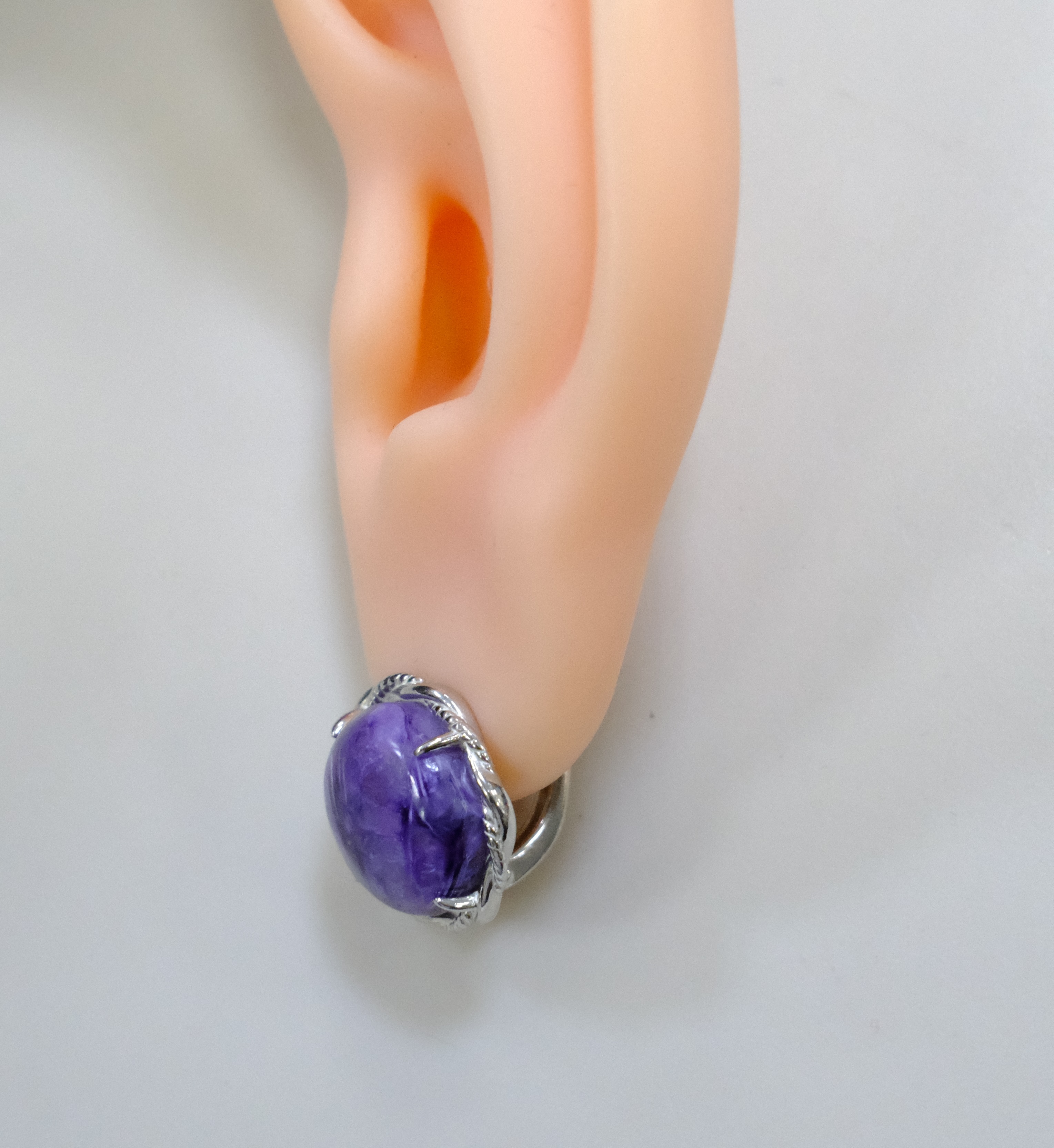 Серебряные серьги с чароитами